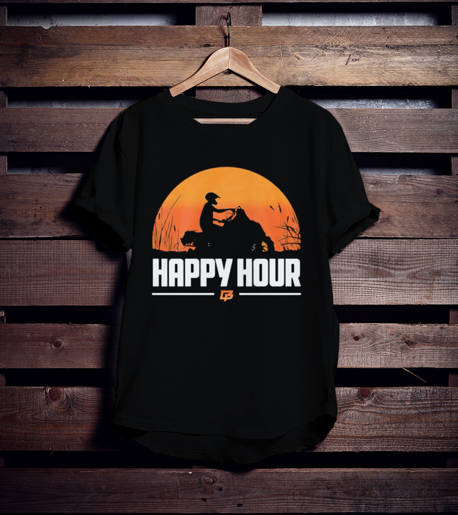 Happy Hour Motorcycle Sunset Silhouette Adventure T-Shirt