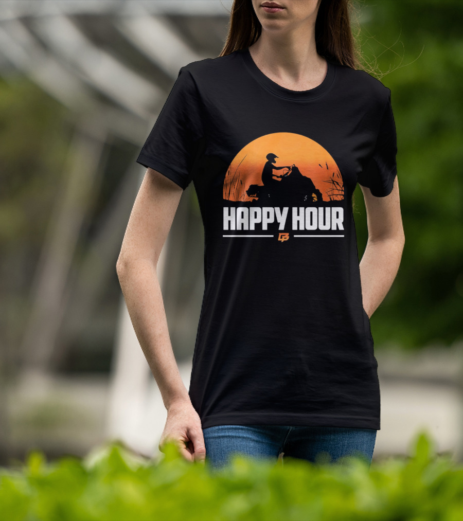 Happy Hour Motorcycle Sunset Silhouette Adventure T-Shirt