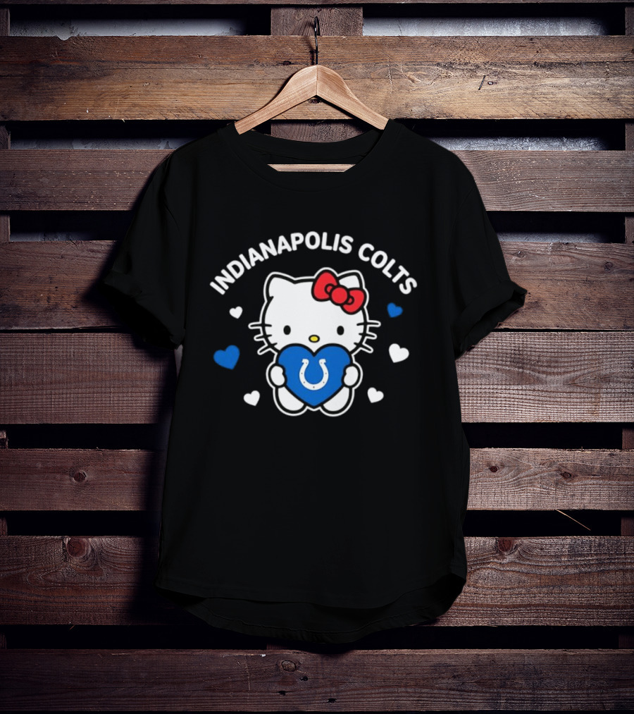 Indianapolis Colts Hello Kitty Blue Heart Valentine 2026 T-Shirt