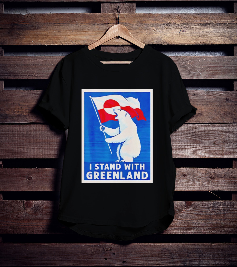 I Stand With Greenland Polar Bear Flag White Bear T-Shirt