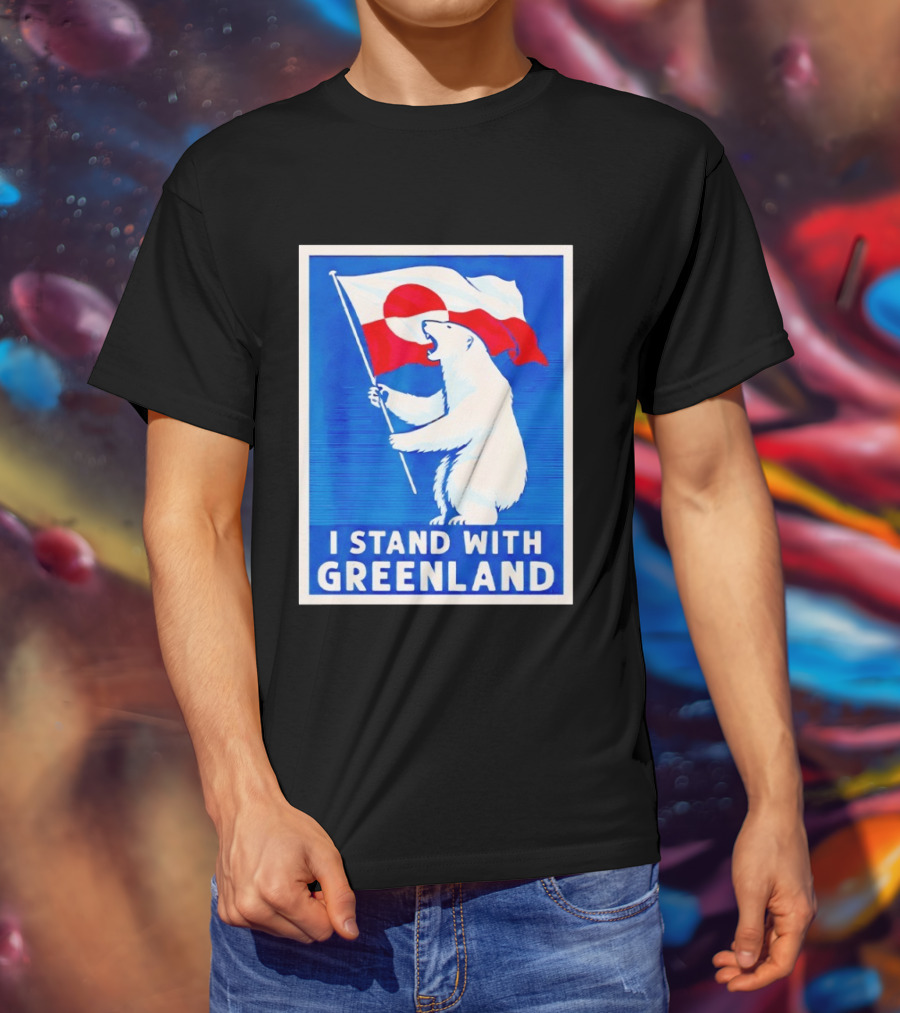 I Stand With Greenland Polar Bear Flag White Bear T-Shirt