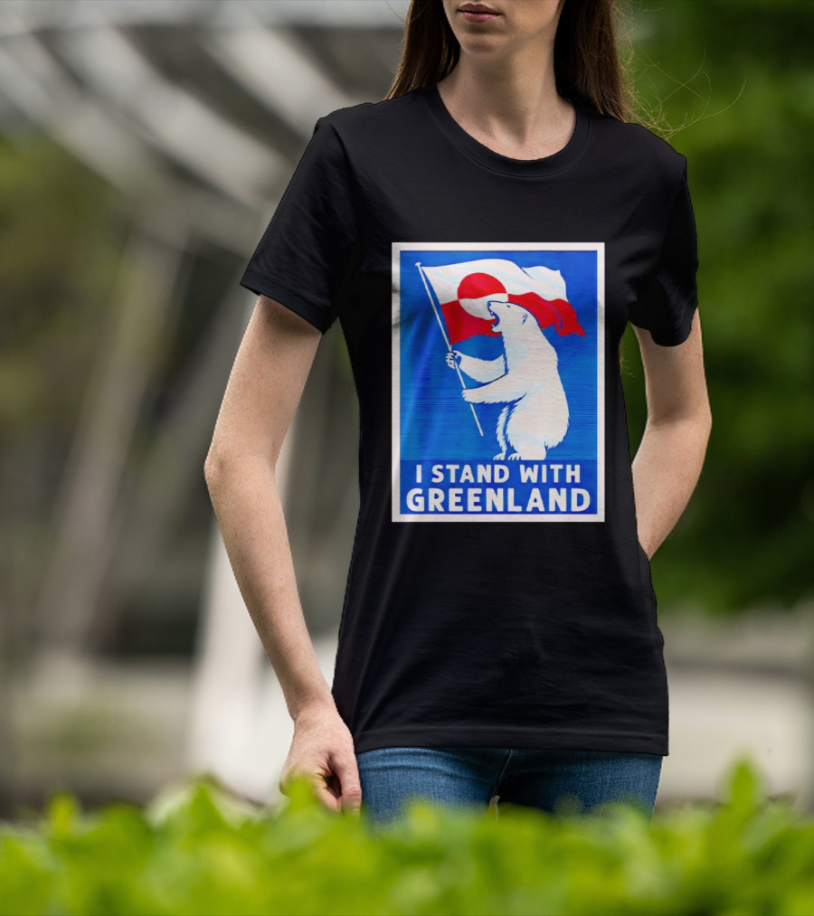I Stand With Greenland Polar Bear Flag White Bear T-Shirt