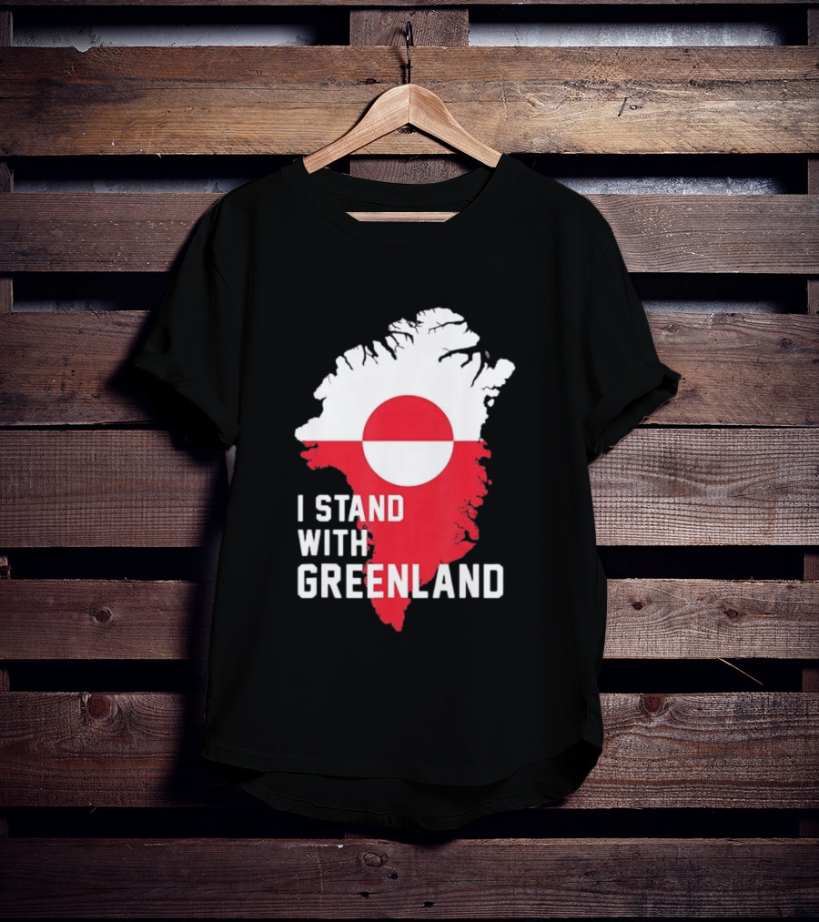 I Stand With Greenland Greenlanders Support Flag Map T-Shirt