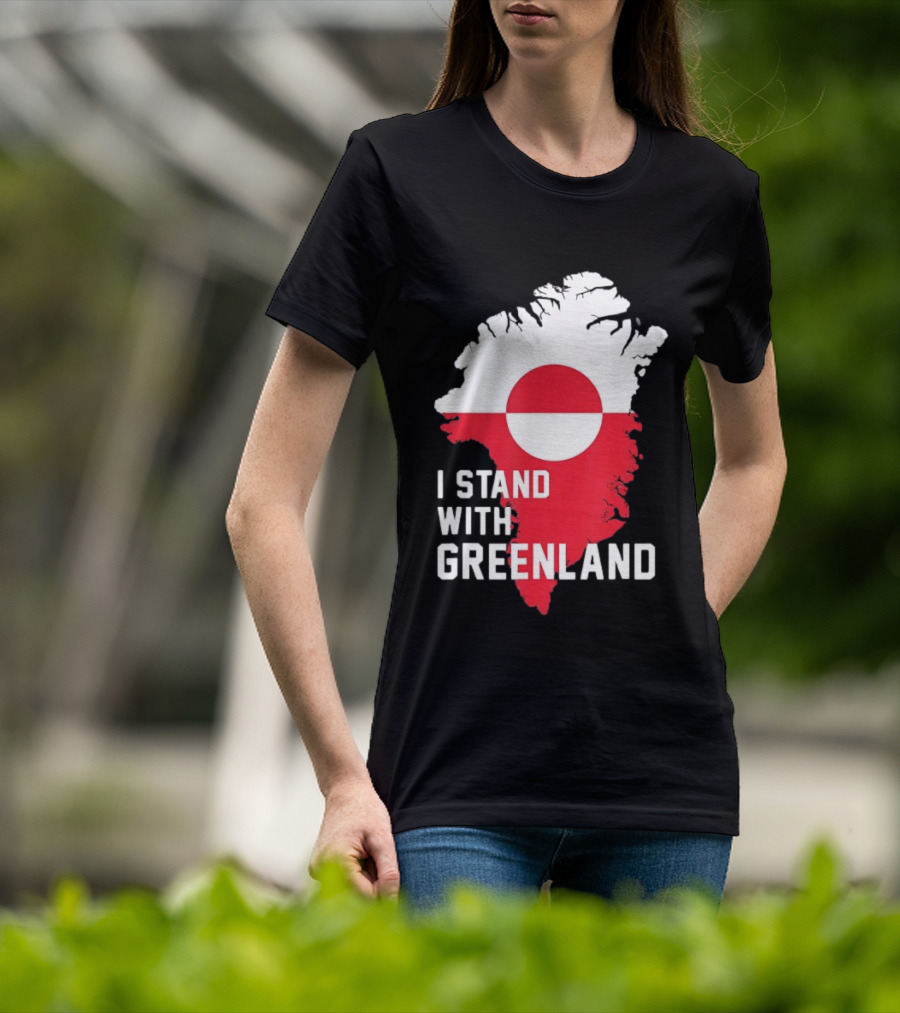 I Stand With Greenland Greenlanders Support Flag Map T-Shirt