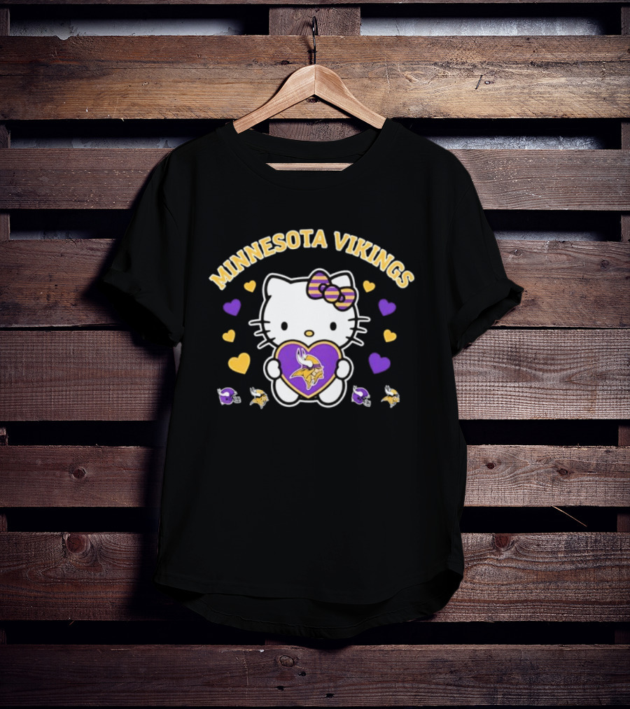 Minnesota Vikings Hello Kitty Valentine Hearts 2026 T-Shirt