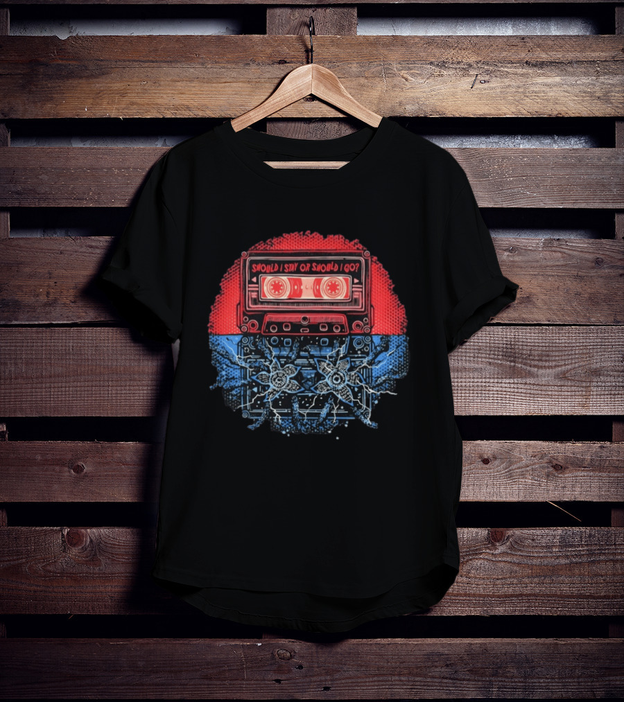 Should I Stay Or Should I Go Strange Music Stranger Things Cassette Tape T-Shirt