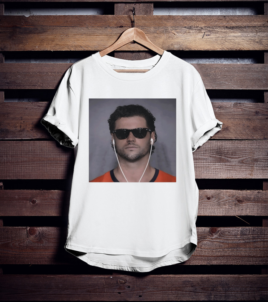 Jarrett Stidham Sunglasses And Earbuds Denver Broncos Orange T-Shirt