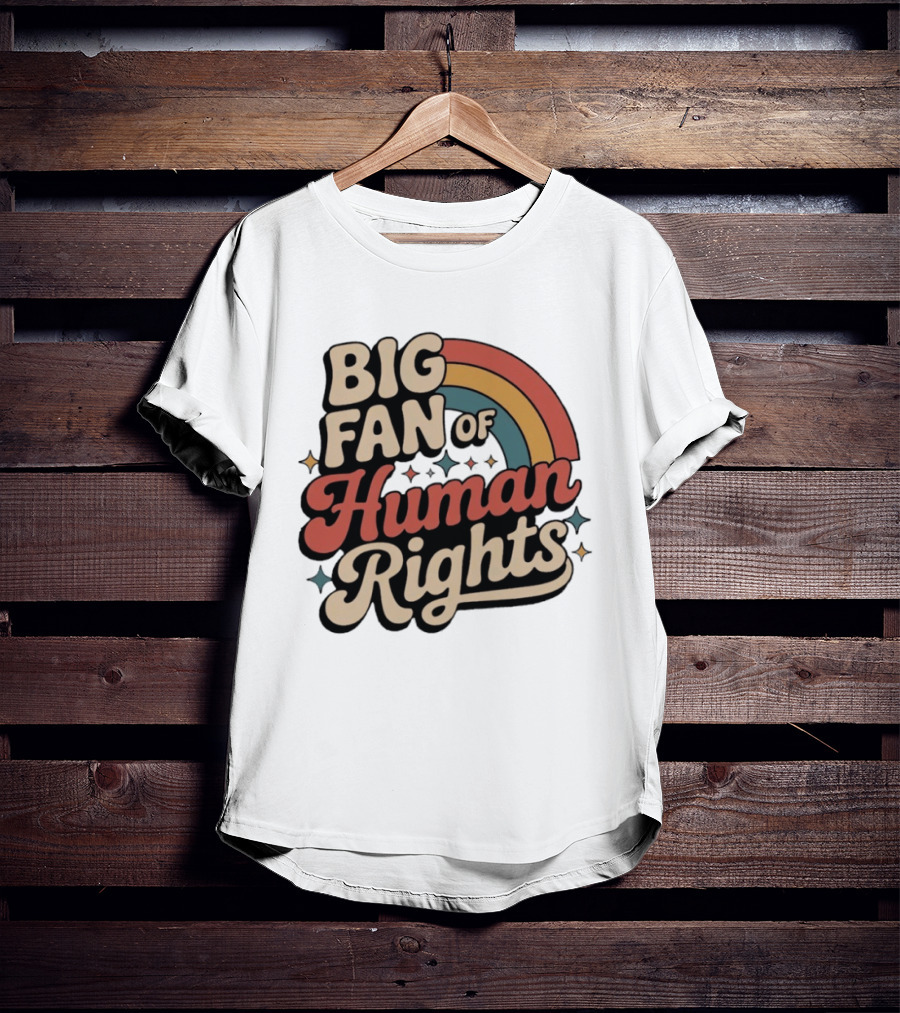 Big Fan Of Human Rights Retro Rainbow T-Shirt