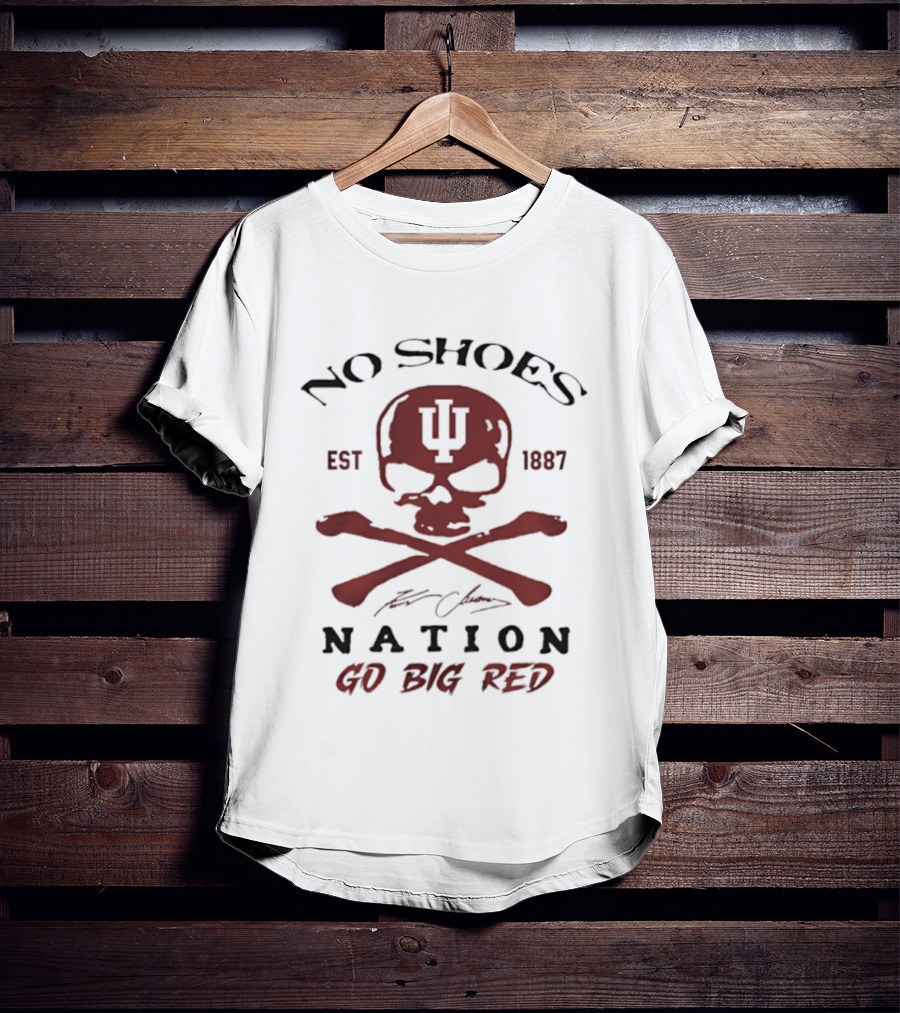 Indiana Hoosiers Skull Est 1887 No Shoes Nation Go Big Red T-Shirt