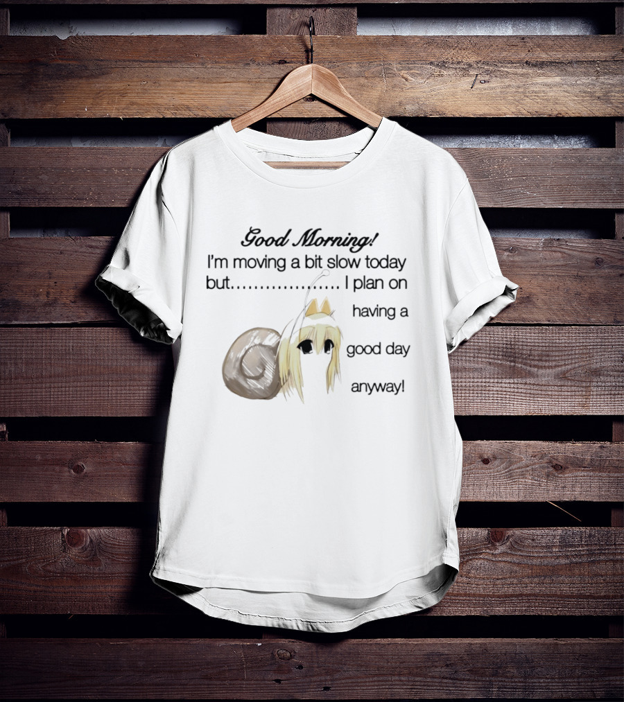 Good Morning I'm Moving A Bit Slow Today Snail Character Plan On Having A Good Day Anyway T-Shirt
