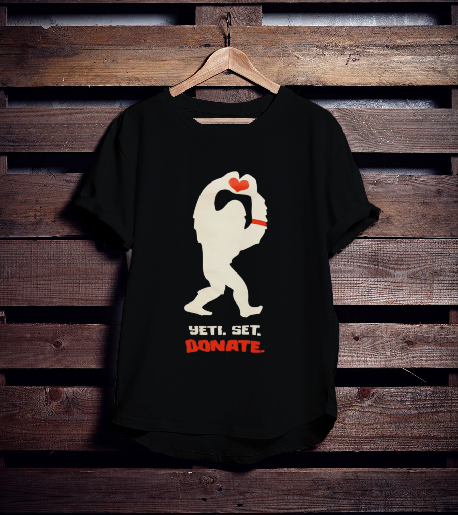 Yeti Set Donate Bigfoot Holding Heart Charity T-Shirt