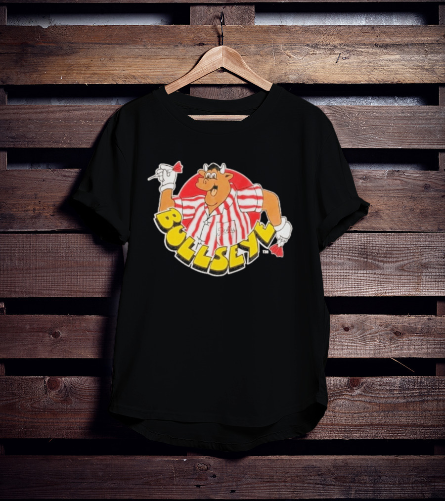 Bullseye Cartoon Bull With Darts Red And White Stripes T-Shirt