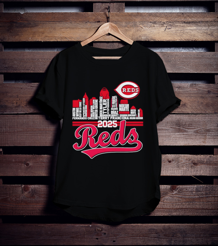 Cincinnati Reds Skyline Players 2025 Reds T-Shirt