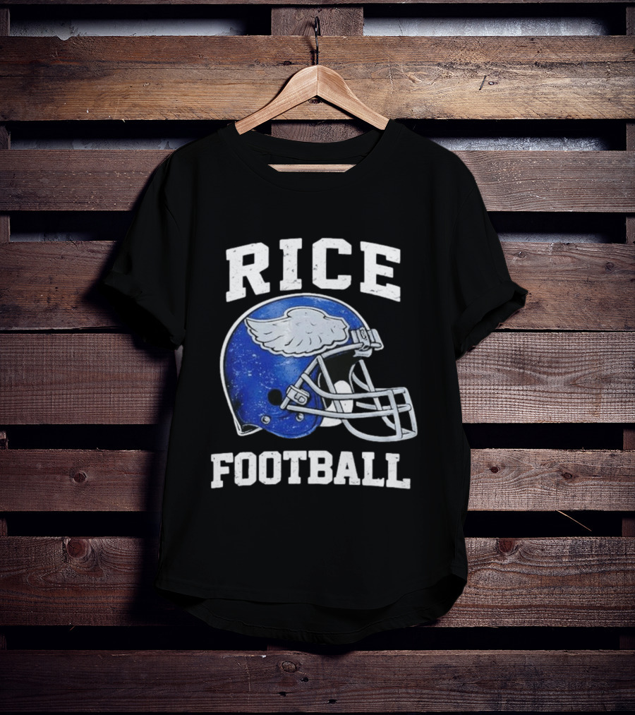 Rice Football Blue Winged Helmet T-Shirt