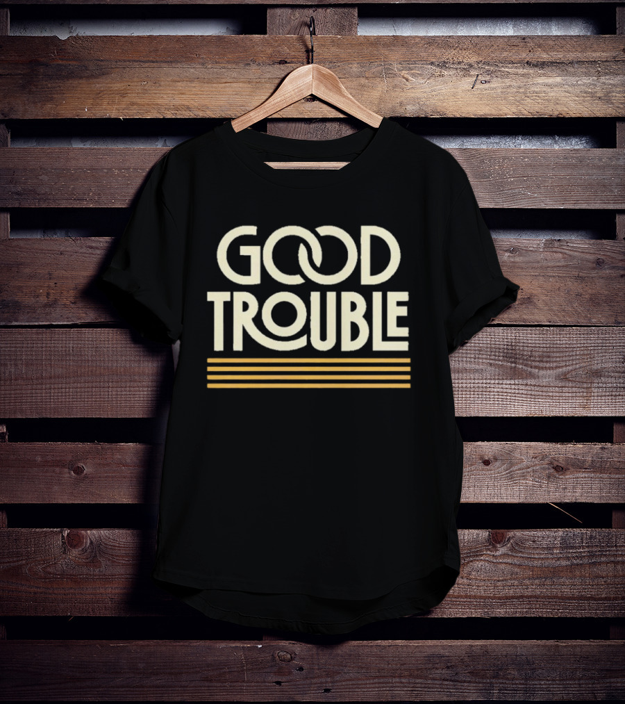 Good Trouble Yellow Lined T-Shirt