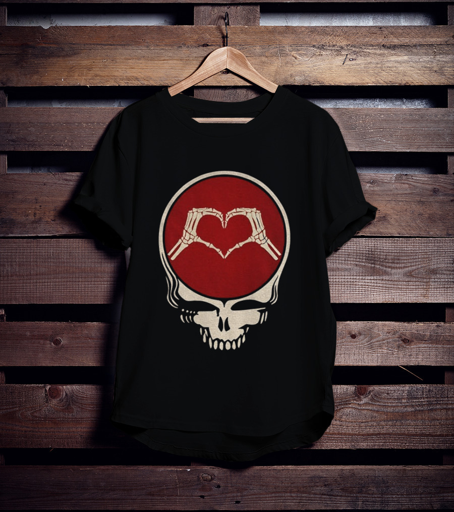 Grateful Dead Skull Skeleton Heart Hands Valentines Jerry Garcia Bob Weir T-Shirt