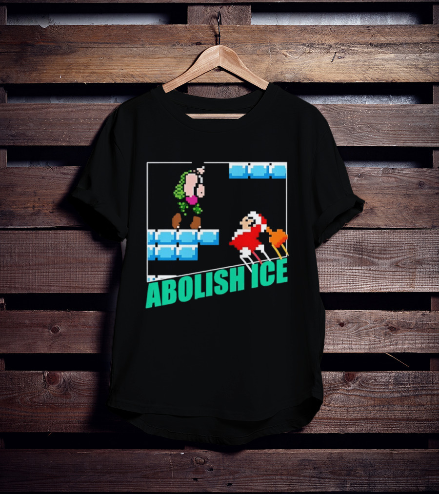 Abolish ICE Super Mario Style Pixel Art USA Retro Gaming T-Shirt