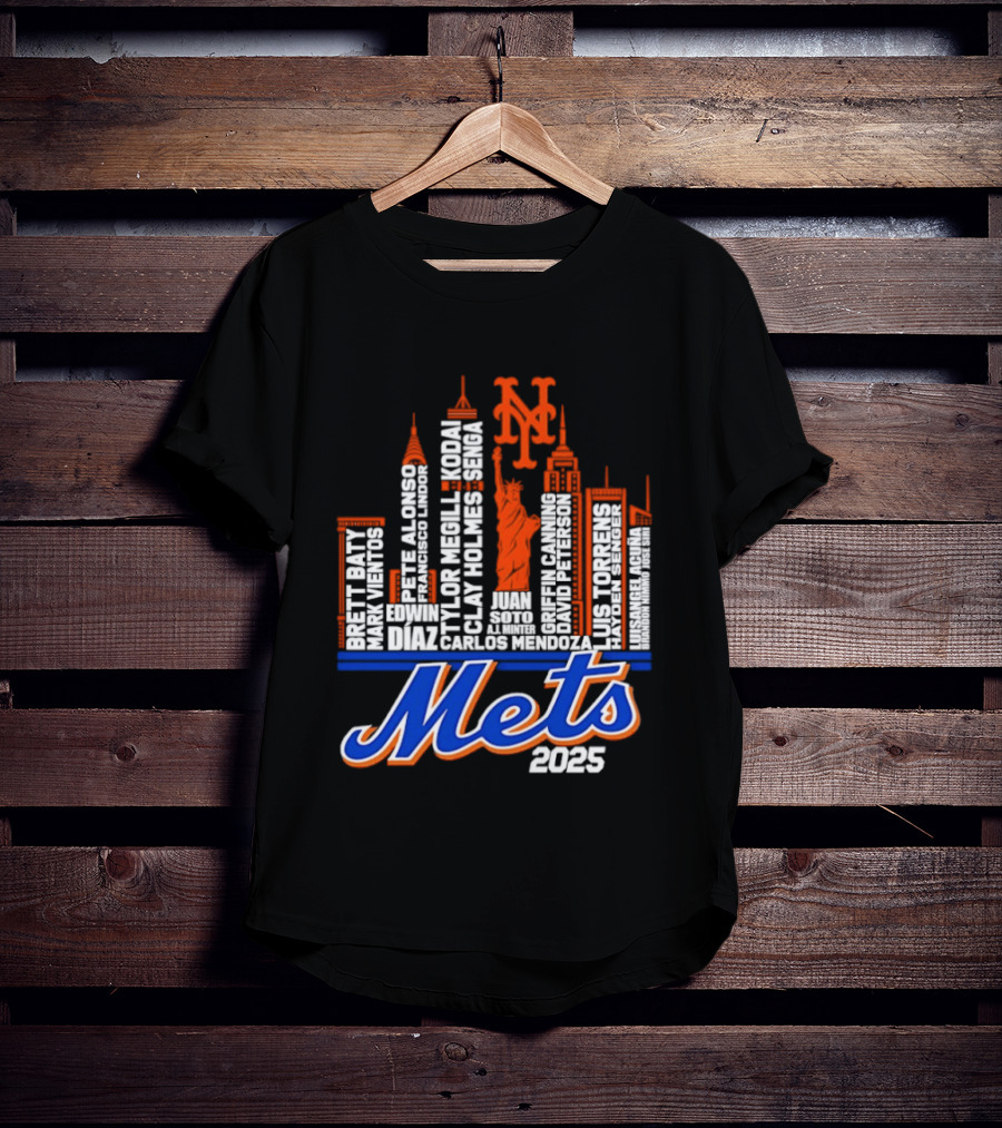New York Mets Players City Skyline 2025 T-Shirt