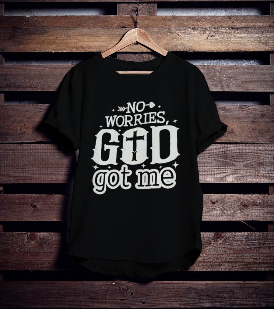 No Worries GOD Got Me Arrow Cross Stars T-Shirt