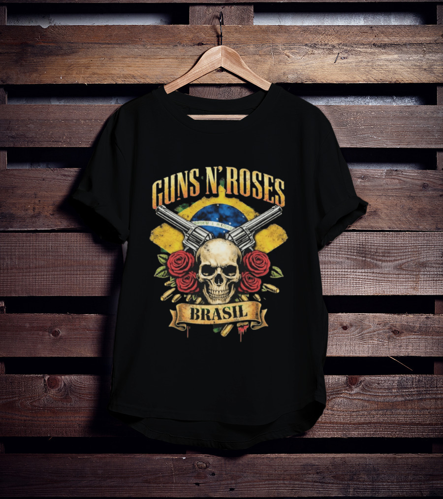 Guns N' Roses Brasil Skull Flag Roses Guns 2026 T-Shirt