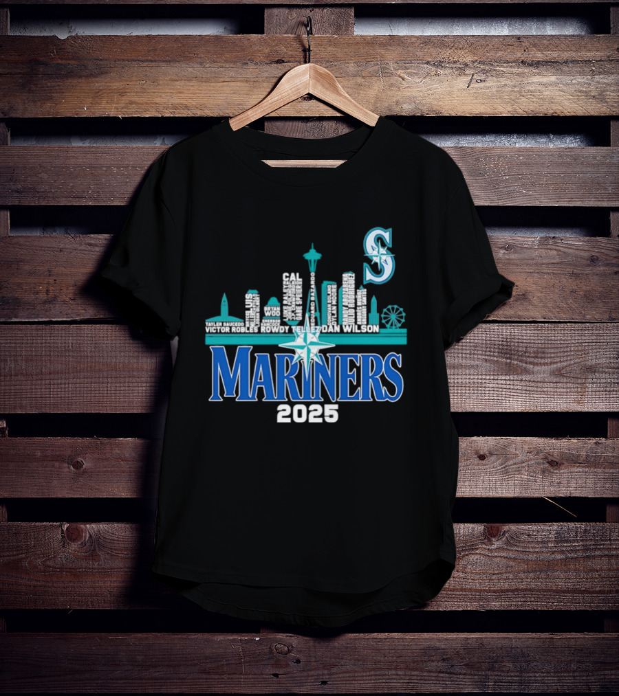 Seattle Mariners 2025 City Skyline Player Names Iconic S T-Shirt