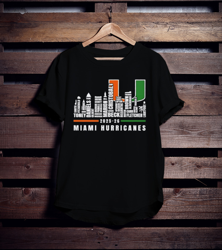 Skyline City Miami Hurricanes 2023 24 Player Names U T-Shirt
