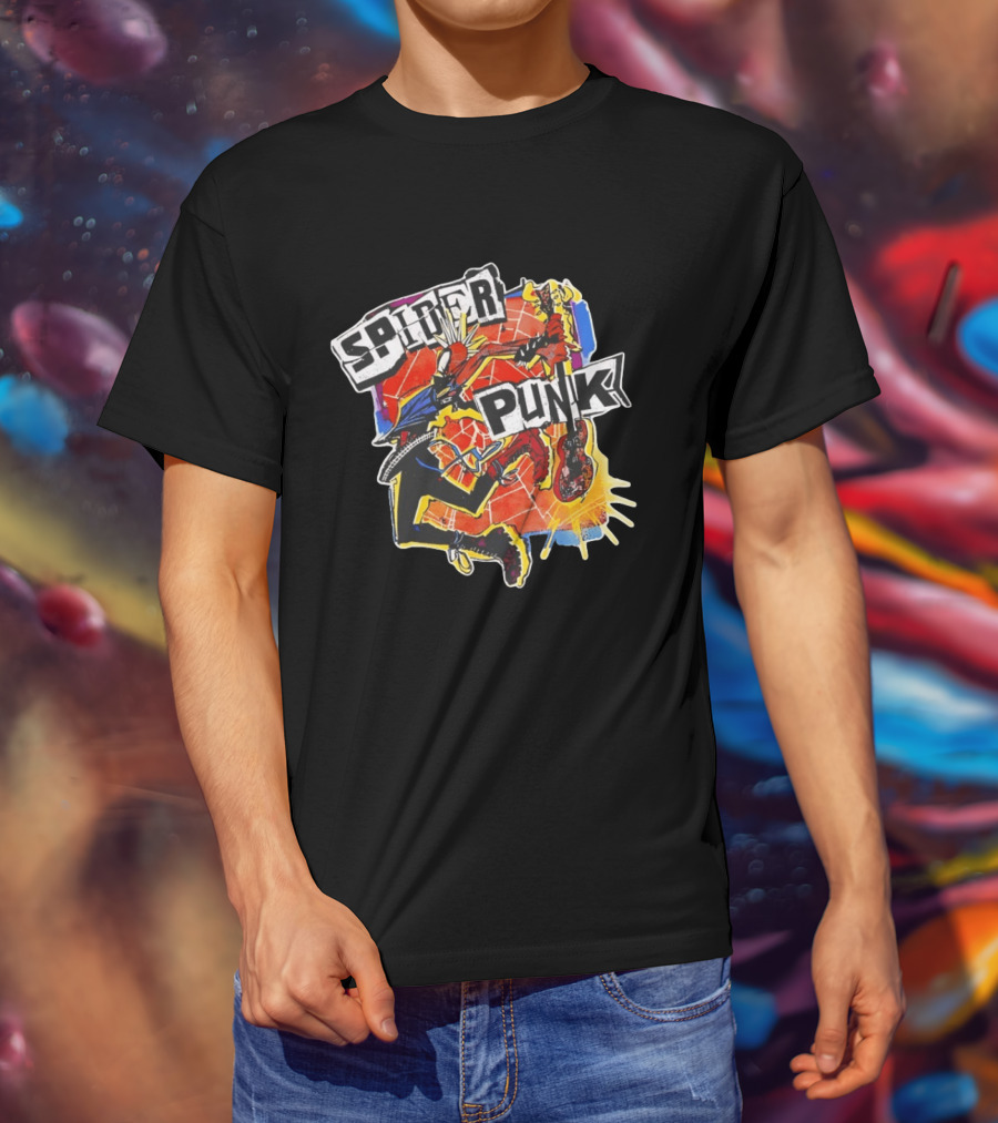 Spider Punk Guitar Hero Rebellion Web Burst T-Shirt