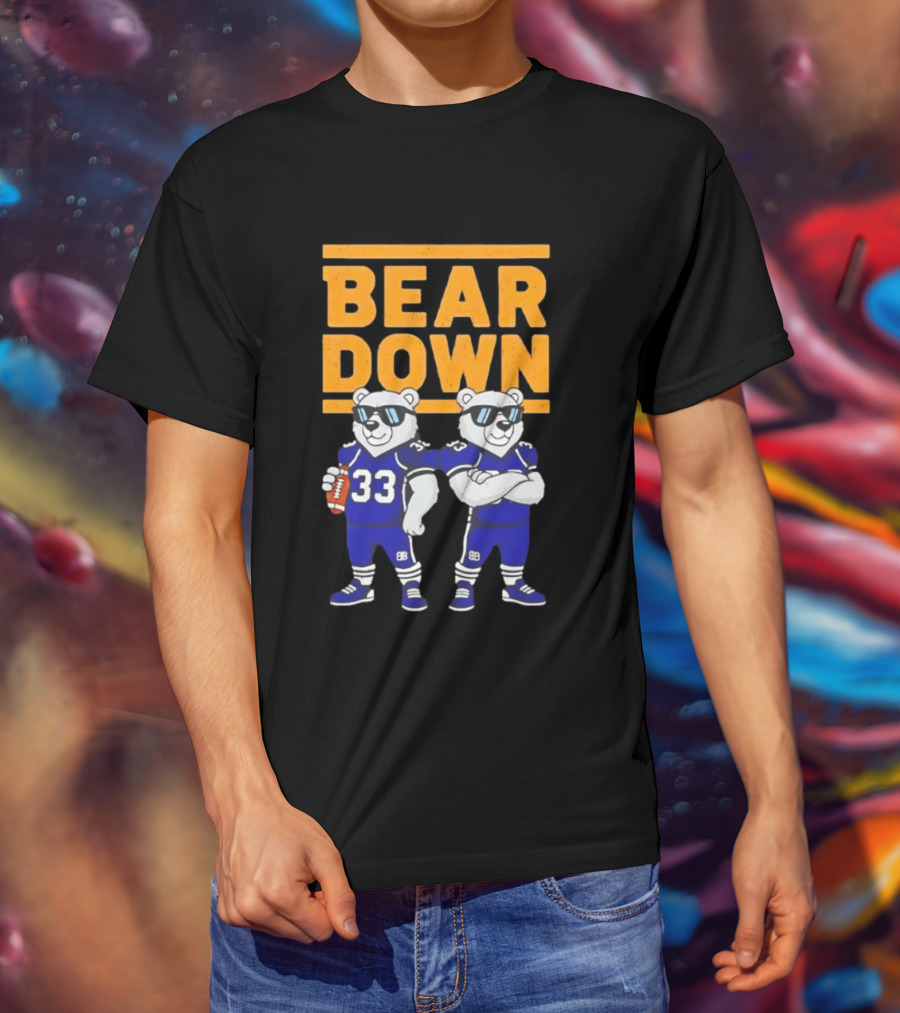 Bear Down Chicago Bears Football Cool Polar Bears Wearing Sunglasses T-Shirt