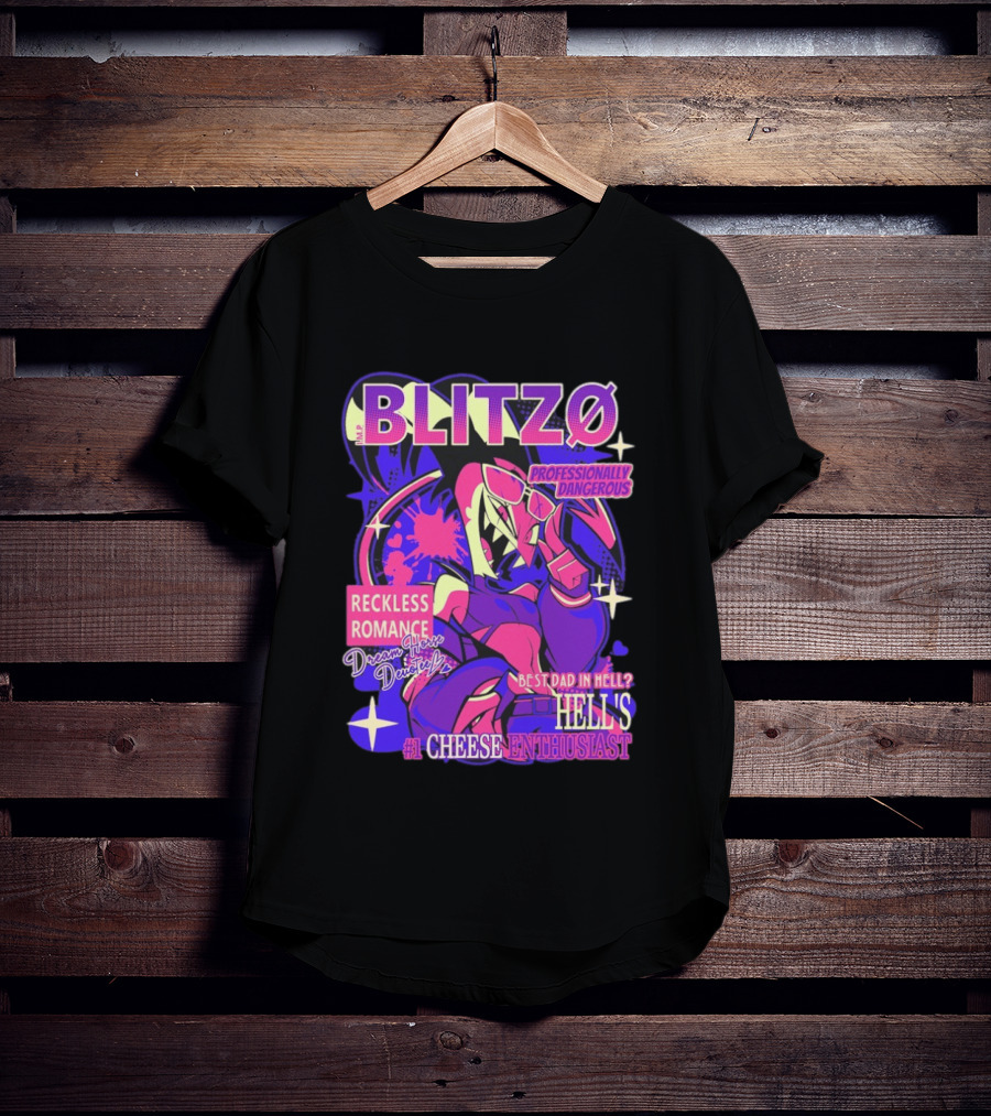 BLITZØ Professionally Dangerous Reckless Romance Dream Horse Dentist Hell's #1 Cheese T-Shirt