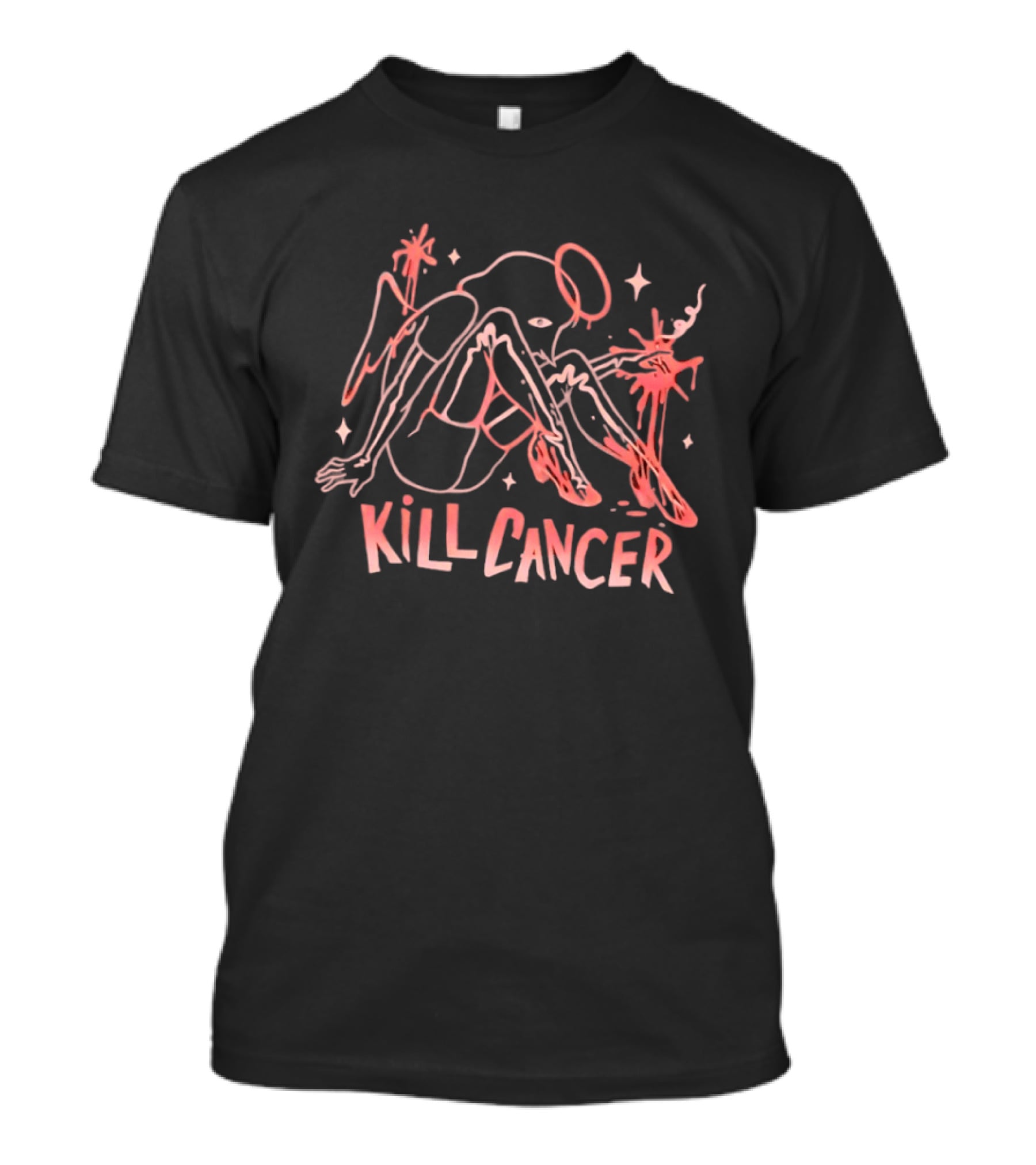 Kill Cancer Angela Unique Line Art Style Empowerment T-Shirt