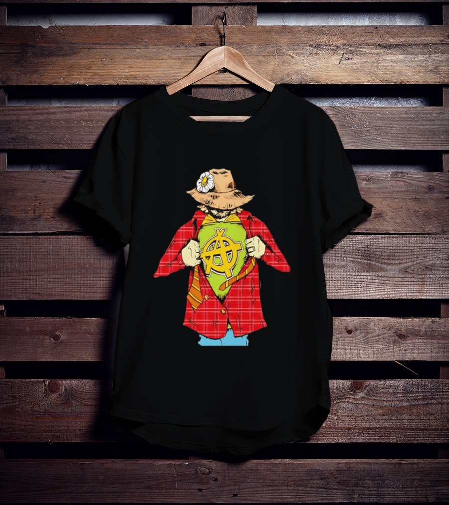 Scarecrow Anarchy Symbol With Plaid Jacket And Straw Hat T-Shirt