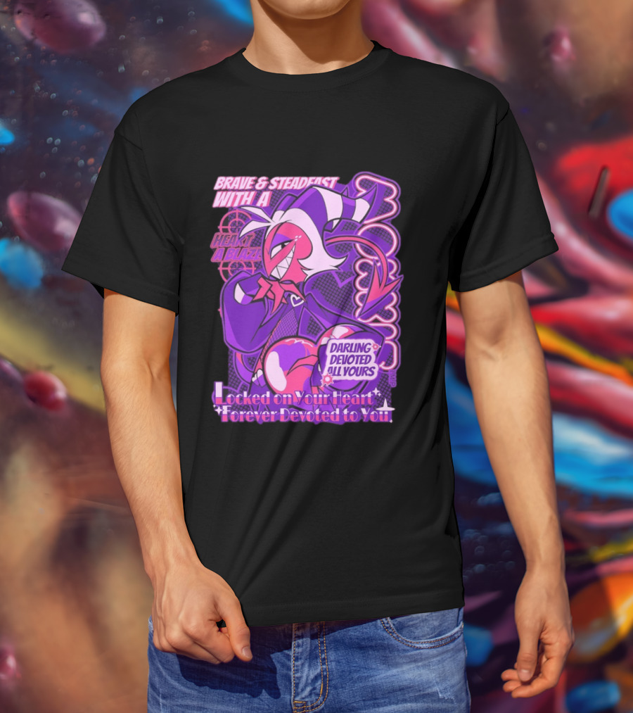 Brave And Steadfast Moxxie With A Heart Ablaze Darling Devoted All Yours Locked On Your Heart Forever Devoted To You T-Shirt