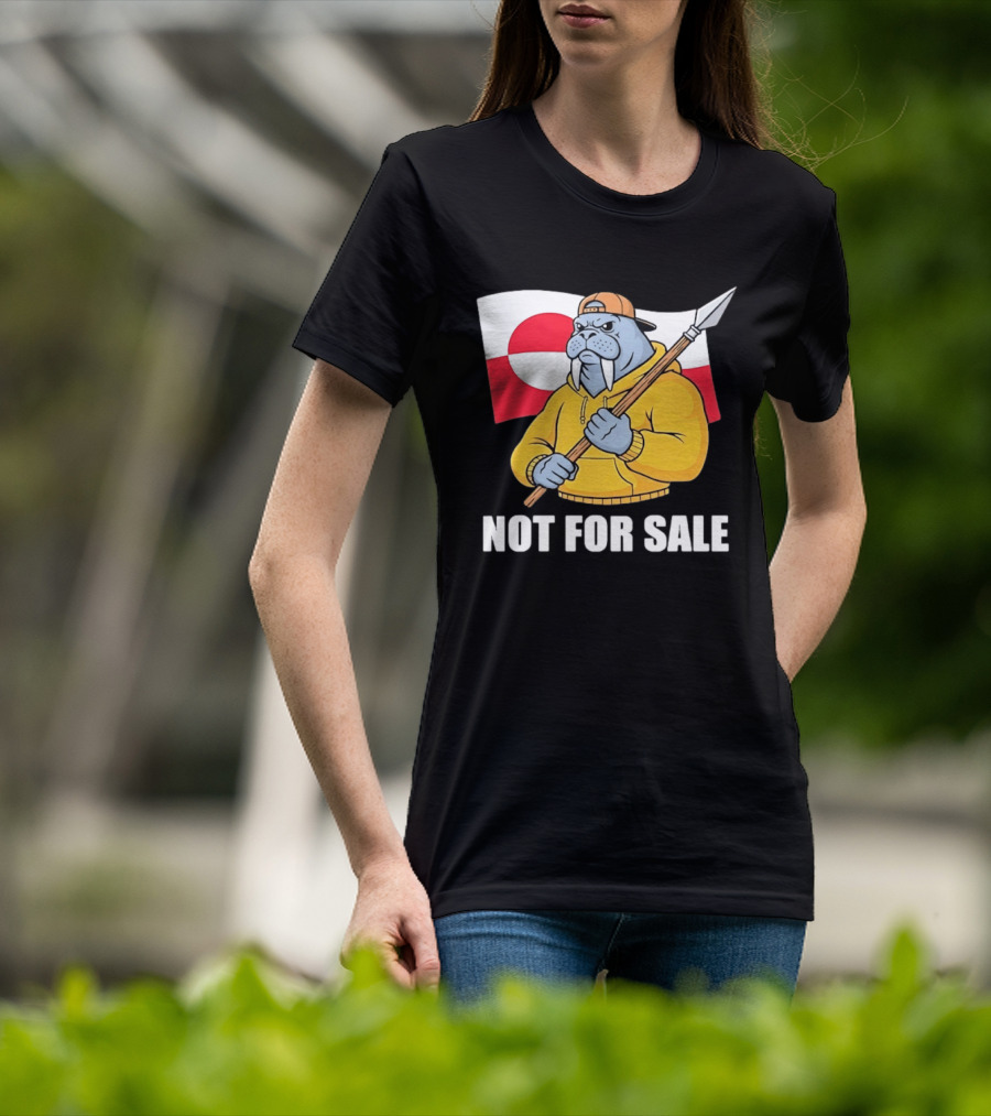 Walrus Holding Spear Greenland Flag Not For Sale T-Shirt