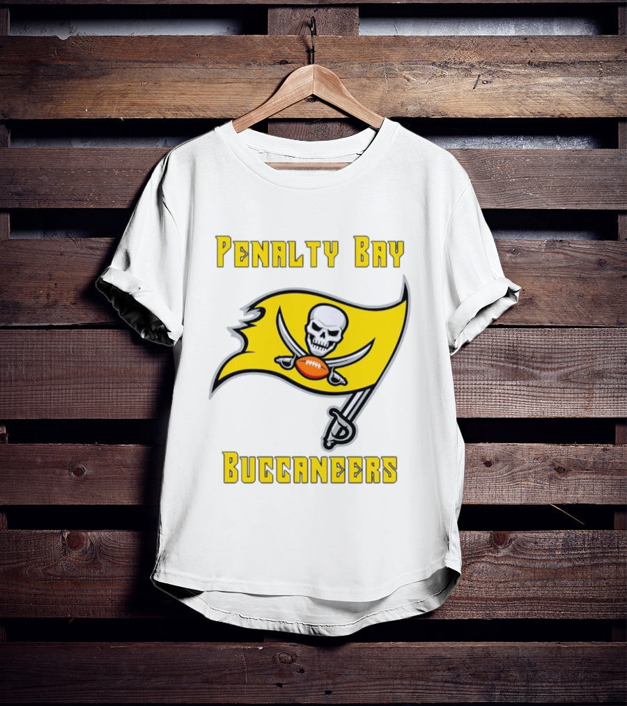 Penalty Bay Buccaneers Yellow Flag Football Skull Swords T-Shirt