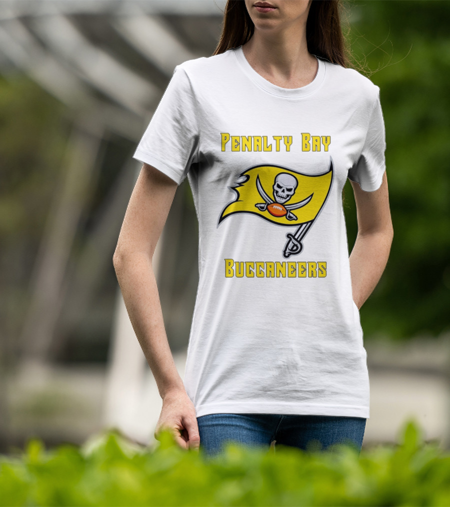 Penalty Bay Buccaneers Yellow Flag Football Skull Swords T-Shirt