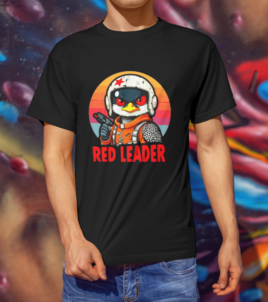 Red Leader Loon Pilot Retro Sunset T-Shirt