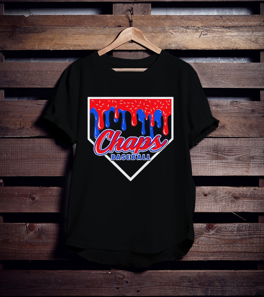 Chaps Baseball Blue Red Melting Motif T-Shirt