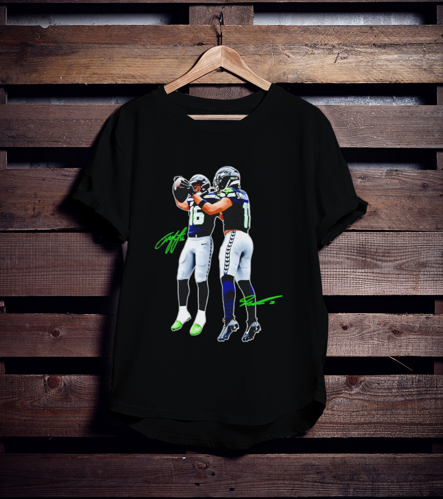 Tyler Lockett Jaxon Smith Njigba Seattle Seahawks Signatures NFC Football T-Shirt