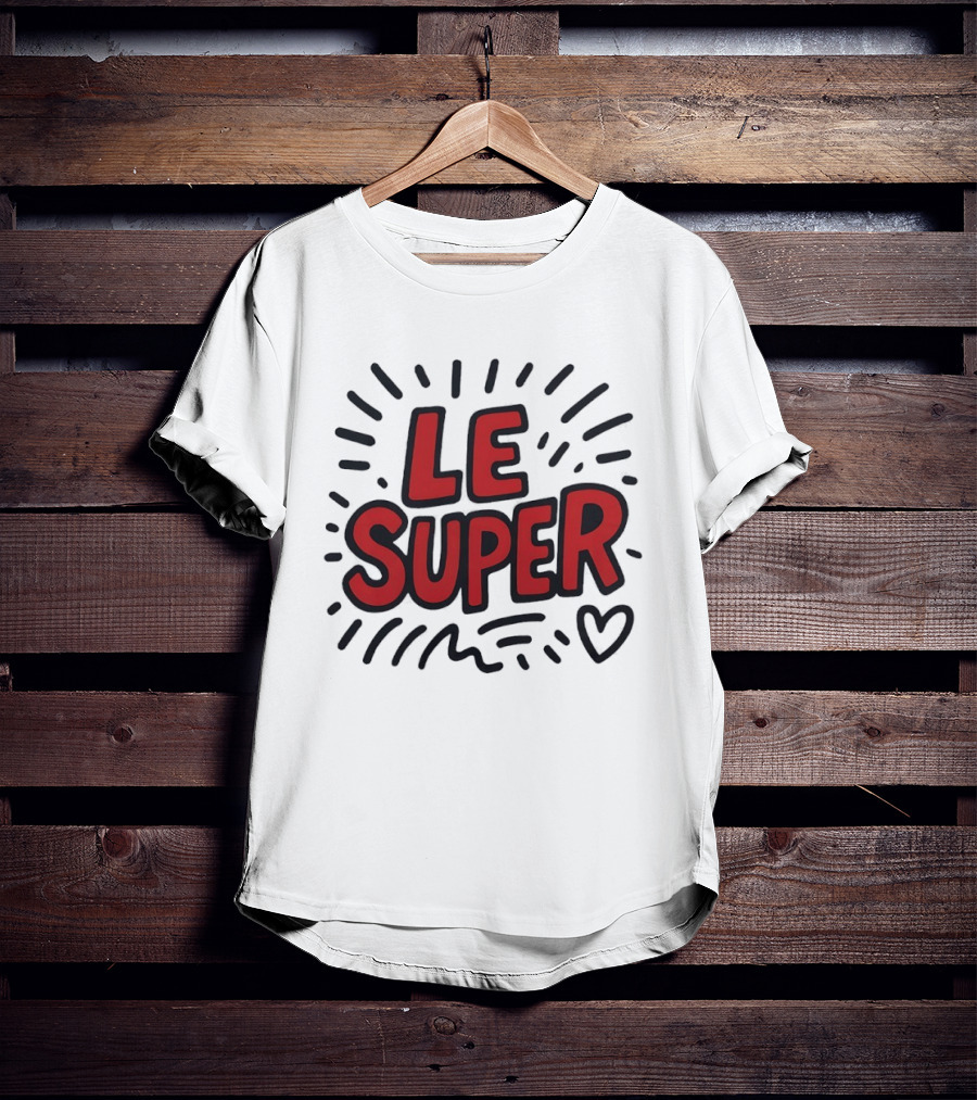 Le Super Text With Doodle Heart And Lines T-Shirt