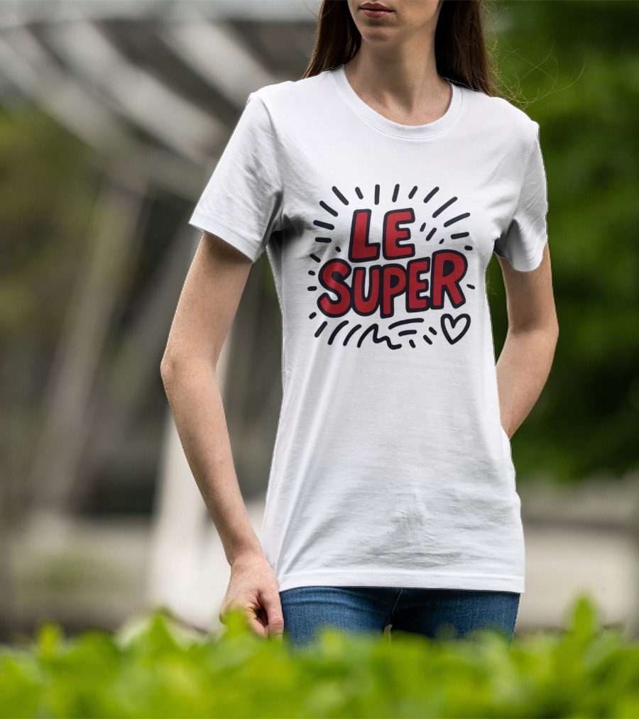Le Super Text With Doodle Heart And Lines T-Shirt