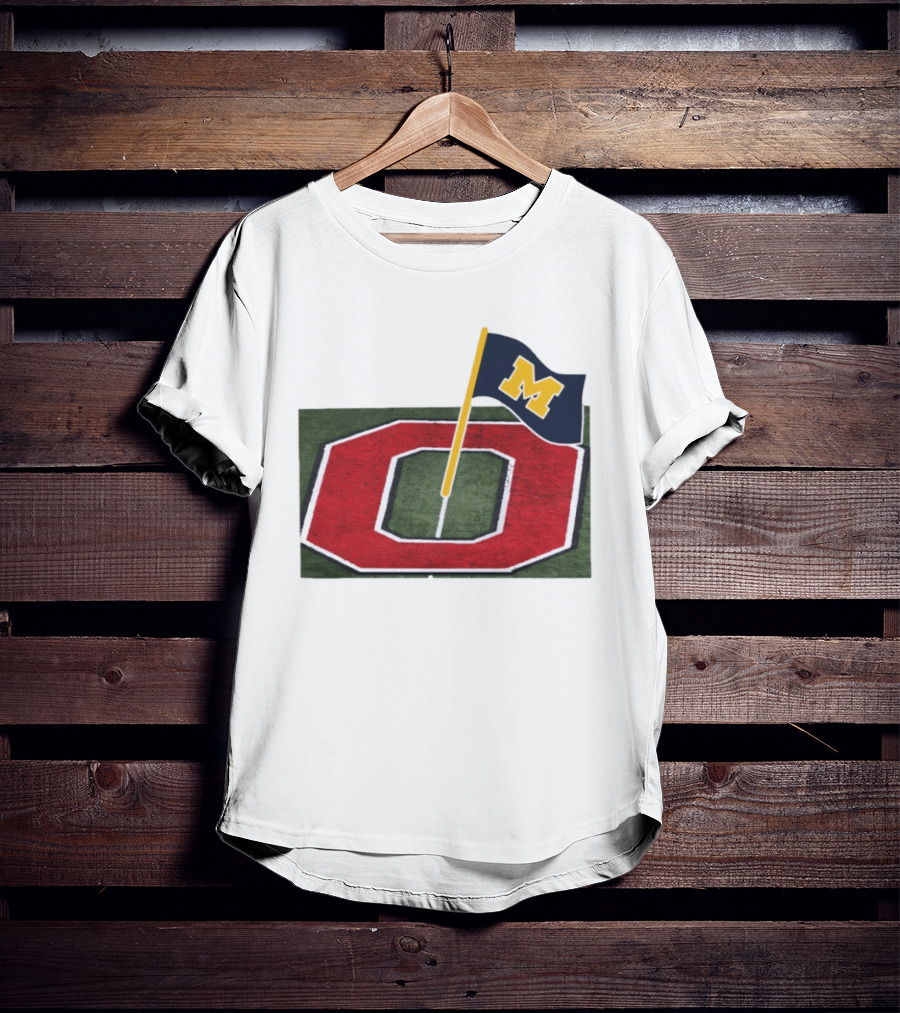 Michigan Flag Planting Ohio Rivalry Symbolic Gesture T-Shirt