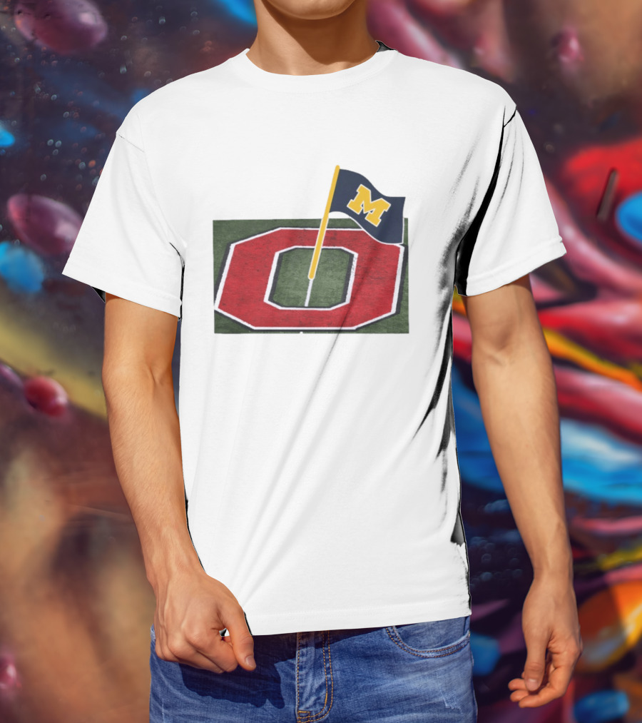 Michigan Flag Planting Ohio Rivalry Symbolic Gesture T-Shirt