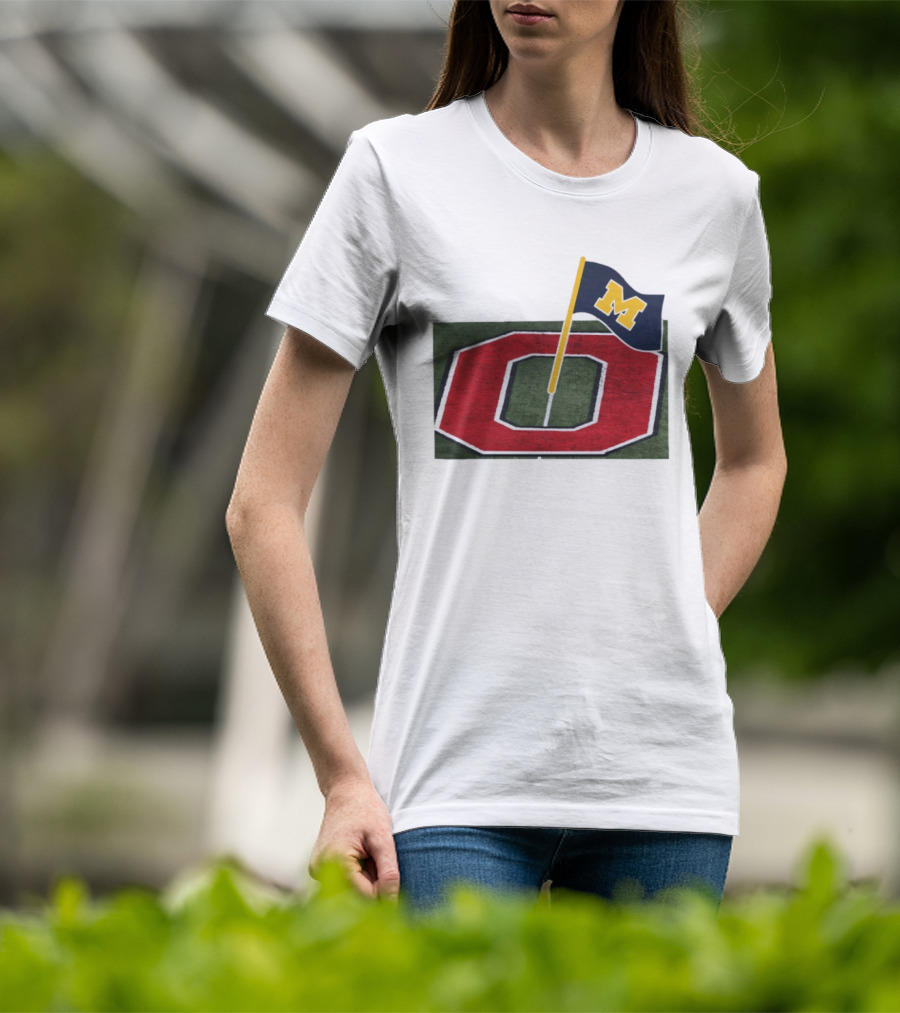 Michigan Flag Planting Ohio Rivalry Symbolic Gesture T-Shirt