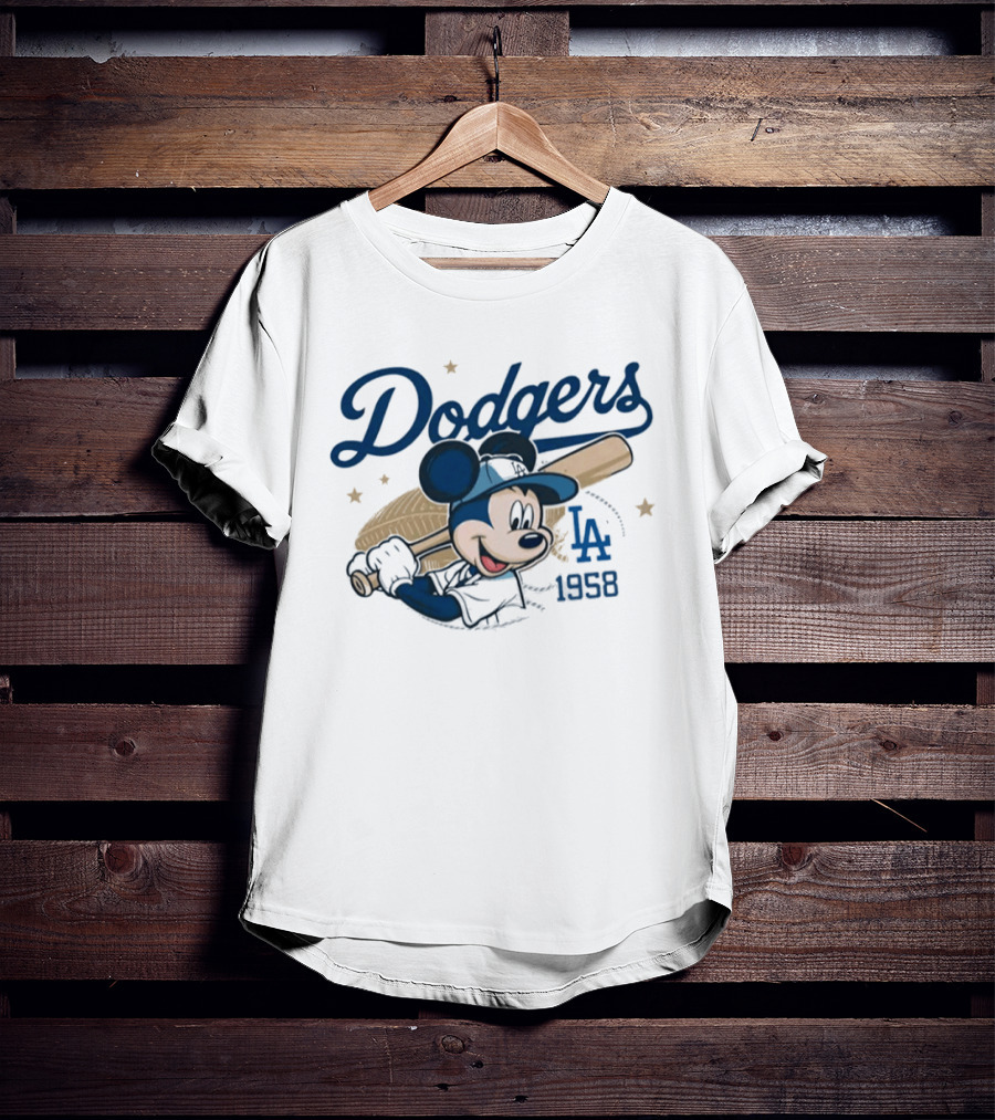 Dodgers Mickey Mouse LA 1958 Baseball T-Shirt