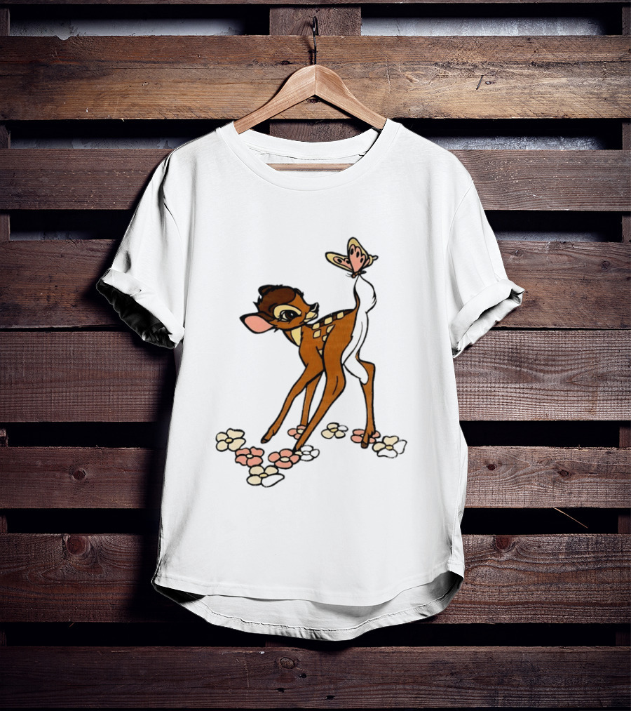 Bambi Baby Deer Butterfly Vintage Disney T-Shirt