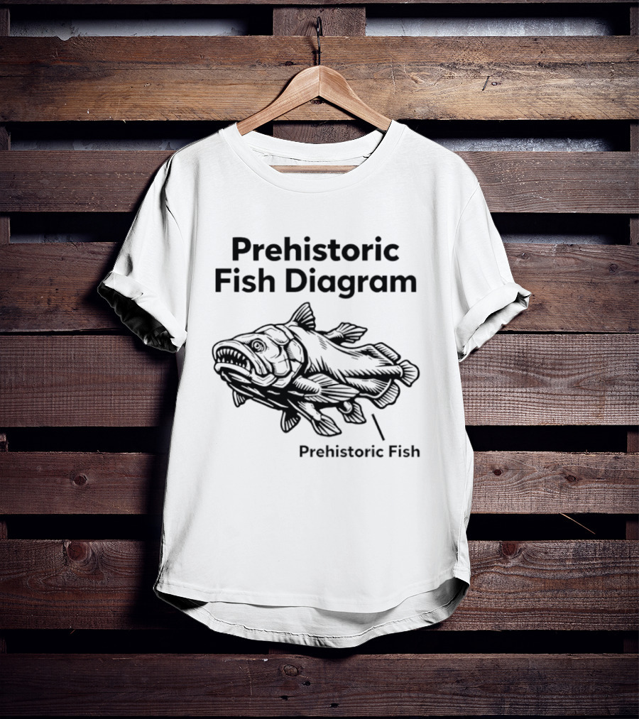 Prehistoric Fish Diagram Coelacanth Creature T-Shirt