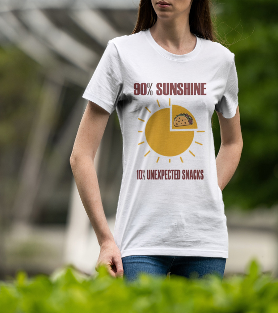 90 Percent Sunshine 10 Percent Unexpected Snacks Tacos Pie Chart T-Shirt