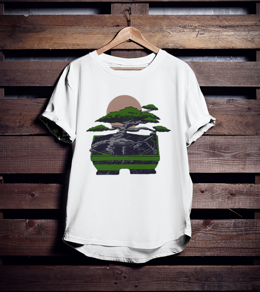 Zach Dempsey Bonsai Record Turntable Moon T-Shirt