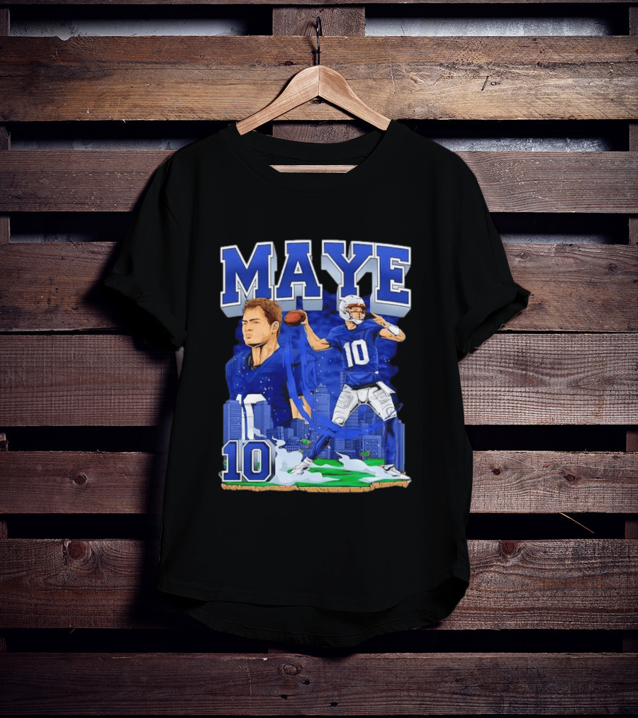 Maye Number 10 Quarterback Football Player City Skyline T-Shirt
