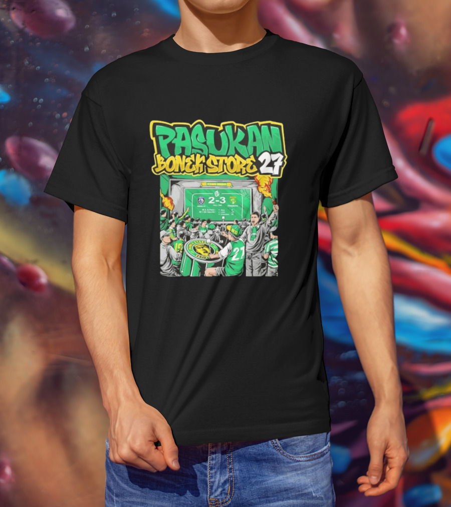 Pasukan Bonek Store 27 Persebaya Surabaya Football Fans 2 3 Match Celebration T-Shirt
